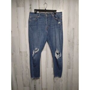 Levi's Women's Size 32 Blue Wedgie Skinny Leg Medium Wash Stretch Denim Raw Hem